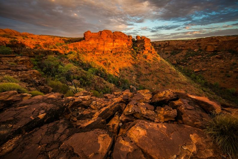 Australia Nature - aerial view of rock cliffs under cloudy sky