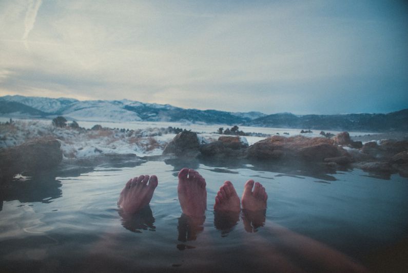 Hot Springs - brown stone on the ocean