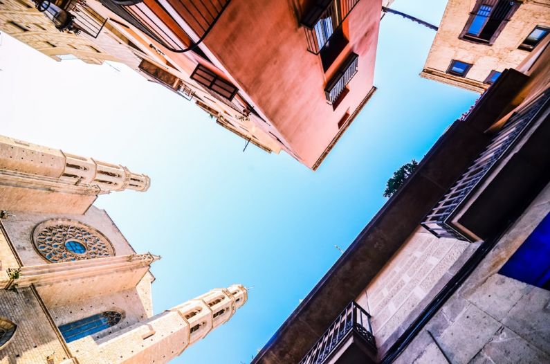 Barcelona Architecture - worms eye view of buildings